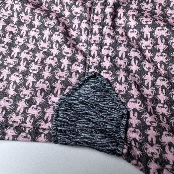 Brooklyn Brigade Shirt Mens Medium Gray Pink Crab Print Cotton Nautical Coastal - Picture 10 of 16